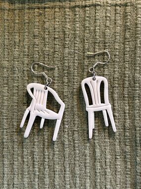 White Chair Charm Dangle Earrings - Women Jewelry Earrings